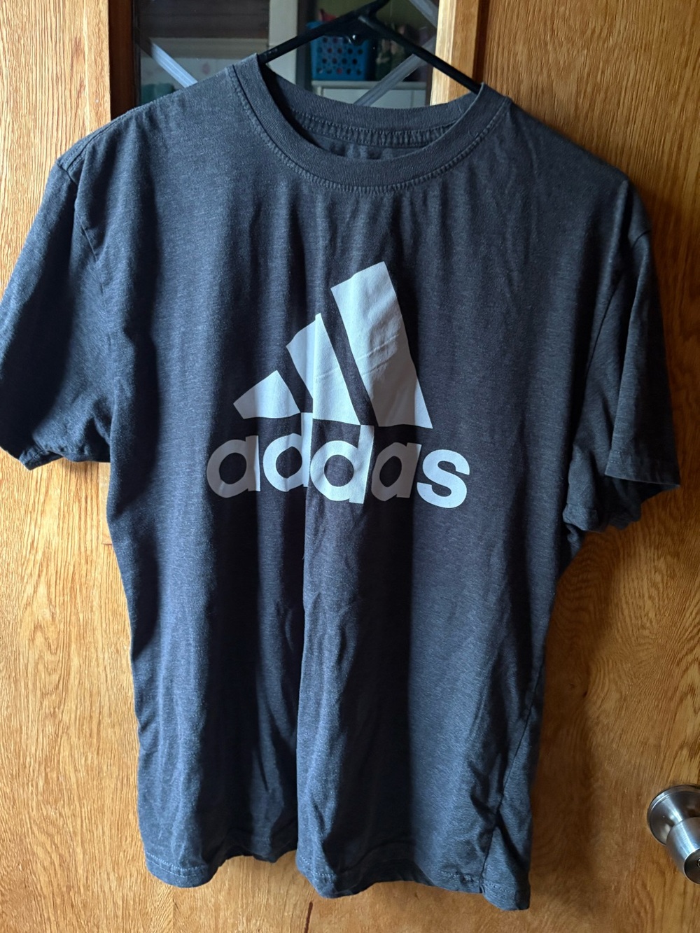 adidas Black Short-Sleeve Logo Tee with White Trefoil